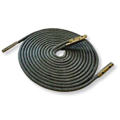 [アクティカ] 革靴ビジネスシューズ ブーツ用 高級ロー引き靴ひも金属チップ付き 革靴 メタルチップ グレーアンティークゴールド 75cm