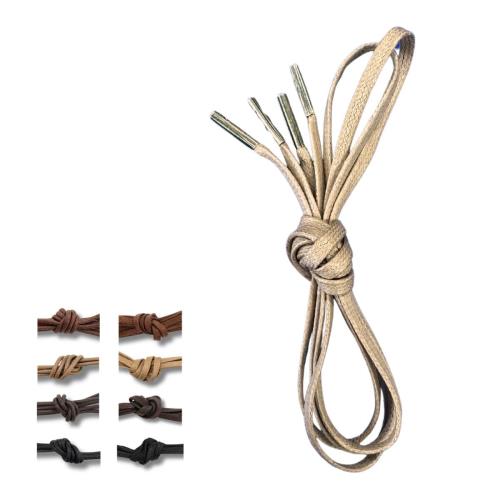 [アクティカ] 靴ひも2ホール ノンスリップロウ加工 解けにくい革靴ビジネスシューズブーツシューレース 金属チップ付 ワラビー チャッカーブーツ 2Holeshoelace ベージュ/アンティークゴールド 丸紐65cm