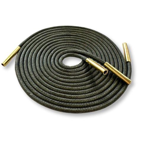 [アクティカ] 革靴ビジネスシューズ ブーツ用 高級ロー引き靴ひも金属チップ付き 革靴 メタルチップ グレーゴールド 75cm