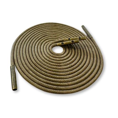 [アクティカ] 革靴ビジネスシューズ ブーツ用 高級ロー引き靴ひも金属チップ付き 革靴 メタルチップ カーキアンティークゴールド 120cm