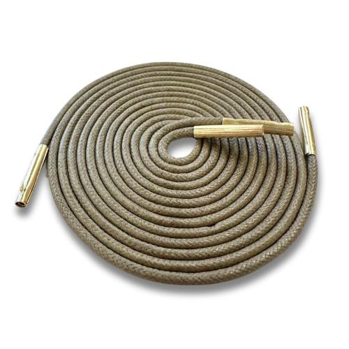 [アクティカ] 革靴ビジネスシューズ ブーツ用 高級ロー引き靴ひも金属チップ付き 革靴 メタルチップ カーキゴールド 75cm