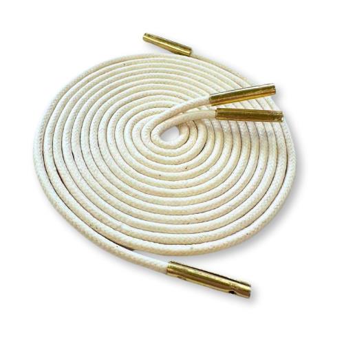 [アクティカ] 革靴ビジネスシューズ ブーツ用 高級ロー引き靴ひも金属チップ付き 革靴 メタルチップ キナリゴールド 75cm