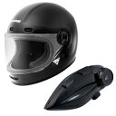 コミネ(KOMINE) HK-190 ネオレトロフルフェイスヘルメット + KK-902 モーターサイクルインターカム Gloss Black M