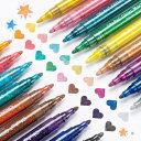 Ohuhu ラメペン メタリック マーカー セット 18色 ラメ入り 水性ペン 2-3mm カラーペン 塗り絵 イラスト アルバム作り カード 年賀状 サプライズボックス DIY ガラス 木 鮮やか プレゼント