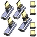 USB C マグネット アダプタ 4個 Type C変換 L字型 4個追加端子付き タイプC USB3.1 40Gbps高速データ転送/140W PD急速充電/8K 60Hz HD映像信号伝送 オスメス Thunderbolt 3 MacBook Pro/Airなど対応