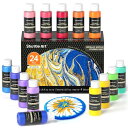 Shuttle Art アクリル絵の具 ポーリングアート絵の具 23色セット メタリックカラー キラキラ 60ml シリコンオイル付き フルイドアート 注ぐアー...