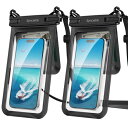 SYNCWIRE スマホ 防水 ケース小物収納ポケット付き2個セットダブルスペース すまほ ぼうすい バッグ カバー ポーチ 顔認証 水中撮影 通話 タッチ快適 首かけ iPhone 16 15 14 13 12 Pro Max XR X SE 8 Samsung Xperia androidなど8.5インチ以下対応