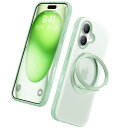 春の色・オパールグリーンTORRAS iPhone 16 用 ケースチクチク・多機能360度回転スタンドカメラコントロールボタン付き 縦横両対応 マグネット搭載 MagSafe対応 米軍MIL規格耐衝撃 リング 指紋防止 黄変防止 マグセーフ対応 レンズ保護 滑り止めドット模様 手持ち撮影 安定性