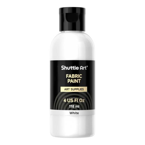 Shuttle Art 布用絵の具 白 118ml 布描き絵の具 ウォッシャブル 洗っても落ちない 速乾 耐久 耐水 ホワイト ファブリックペイント Tシャツ かばん スニーカー イラスト クラフト 手作り DIY 子供 アーティスト