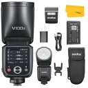 GODOX V100 S V100-S ラウンドヘッド TTL カメラ フラッシュ スピードライト SONY カメラ用, 2.4G ワイヤレス HSS 1/8000s タッチスクリーン 着脱式サブフラッシュ設計 Type-C 充電 イオン電池 ストロボ Sony カメラに対応