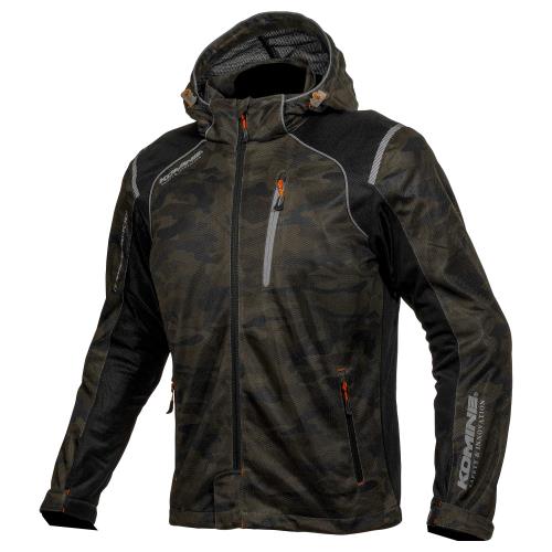 [KOMINE] バイク用 プロテクトフルメッシュパーカ JK-135 1212 春夏向け CE規格レベル2 メッシュ素材 プロテクター 07-135 メンズ Camo/Black L