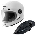 コミネ(KOMINE) HK-190 ネオレトロフルフェイスヘルメット + KK-902 モーターサイクルインターカム Pearl White L