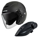 コミネ(KOMINE) HK-172 FL コンポジット FRP ジェットヘルメット + KK-902 モーターサイクルインターカム Mat Black L