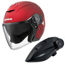 コミネ(KOMINE) HK-172 FL コンポジット FRP ジェットヘルメット + KK-902 モーターサイクルインターカム Mat Metal Red...