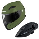 コミネ(KOMINE) HK-170 FL フルフェイスヘルメット + KK-902 モーターサイクルインターカム Olive XL