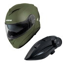 コミネ(KOMINE) HK-171 FL システムヘルメット + KK-902 モーターサイクルインターカム Olive L