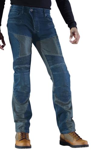 [KOMINE] バイク用 スーパーフィットプロテクトメッシュジーンズ WJ-739S 春夏秋向け メッシュ素材CE規格レベル2 ストレッチ素材プロテクター 07-739 IndigoBlue L