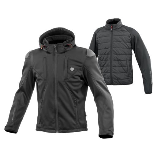 [KOMINE] バイク用 JK-6235 ハイプロテクトソフトシェルシステムパーカ セット Black 3XL 07-6235