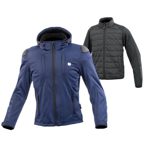 [KOMINE] バイク用 JK-6235 ハイプロテクトソフトシェルシステムパーカ セット Navy 3XL 07-6235