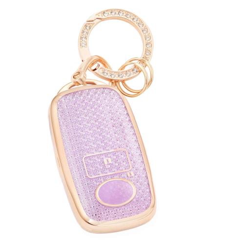 [YANMW] ロッキー キーケース 適合トヨタライズ ルーミー キー カバー 適合ダイハツタントカスタム 新型タフト キーホルダー 可愛ゴールドパープル