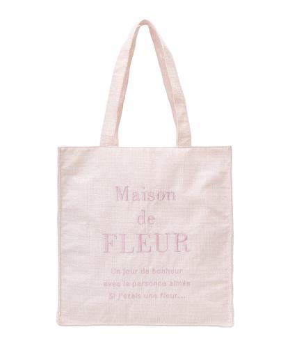 [メゾン ド フルール] トートバッグ ツイードロゴ刺繍スクエアトートバッグ レディース ピンク