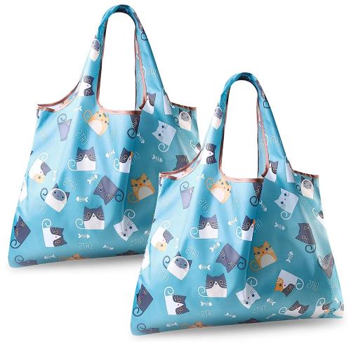 [GOKEI] エコバッグ 2個入り 50×67cm 大容量 折りたたみ 買い物バッグ コンビニバッグ 防水素材 収納 水や汚れにも強い 軽量 コンパクト