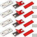 DFsucces 4個入り マグネット キャッチ 強力 マグネット ラッチ ステンレス鋼製 戸棚/家具扉/クローゼット/食器棚用の磁気ドアキャッチ ネジ付き (ニッケル色+赤)