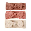 DFsucces ヘアバンド ベビー ゴ ヘアアクセサリー 蝶結びや かわいい 髪飾り 新生児 出産祝い 誕生日 記念撮影 お祝い 結婚式 3点セット (ダーク...
