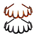 DFsucces カチューシャ 2本セット コーム付きカチューシャ おしゃれ ヘアバンド 波型髪飾り 前髪クリップ 痛くない 固定 滑り止め 運動用 洗顔用 作業用 男女兼用 (2本セット-黒+カレー)