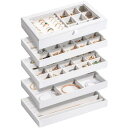ProCase ジュエリートレイ 5個セット ジュエリー収納 積み重ね可能 アクセサリケース ドレッサー引き出し用 ディスプレイ 仕切り付き