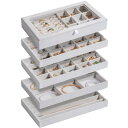 ProCase ジュエリートレイ 5個セット ジュエリー収納 積み重ね可能 アクセサリケース ドレッサー引き出し用 ディスプレイ 仕切り付き