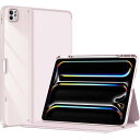 ProCase iPad Pro 13インチ ケース M4 7世代 2024 ペン収納 耐衝撃 フォリオカバー 3つのスタンドモード オートスリープ対応(ピンク)