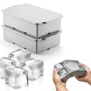 DFsucces 製氷皿 製氷器 シリコン製氷機製氷ケースアイスキューブ 長方形氷 透明氷製氷器 蓋付き冷凍保存 耐久性 多用途 DIY 飲料 果物 家庭用 6...