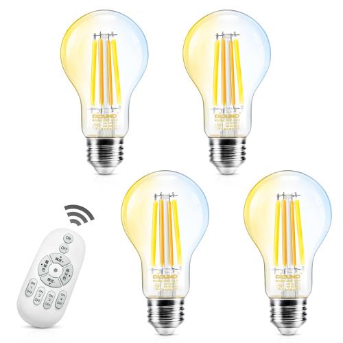 DiCUNO LED電球 E26口金 60W形相当 フィラメント電球 6W 800lm 調光 調色 リモコン付き 電球色 昼白色 ..