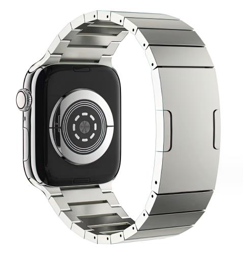 MaKTech チタンバンド、埋め込みバックル付き軽量メタルブレスレットストラップ、Apple Watch 9/Ultra 2/SE/2023/8/7用 (42mm/41/40mm,シルバー)