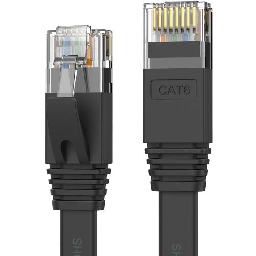 Senetem LANケーブル 15m CAT6 フラットLANケーブル カテゴリ-6 高速 lanケーブル CAT6準拠 イーサネットケーブル RJ45 やわらか スリム ブラック