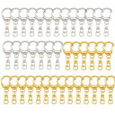 キーホルダー金具 40個入り回転カン付き ハンドメイド キーリング アクセサリー DIY 手芸用品 パーツ ゴールドシルバー