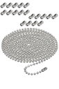 YFFSFDC ボールチェーン キーホルダー用 ボール径2.4mm 全長約 6m ステンレス シルバー チェーン 20個セットコネクター付き シルバー 財布 手...