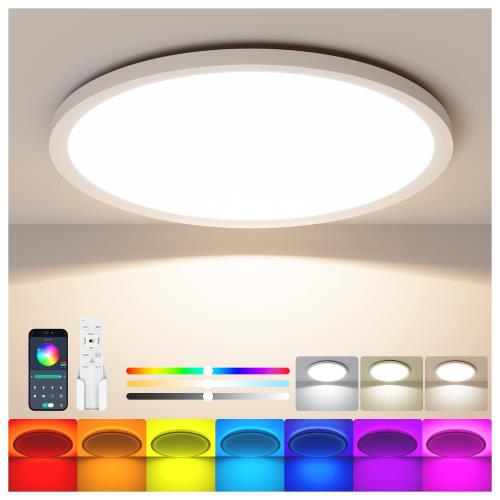 Antree LEDシーリングライト 6畳 おしゃれ 天井照明器具 3600LM 間接光RGBカラー 調光調色 極薄型 電気..