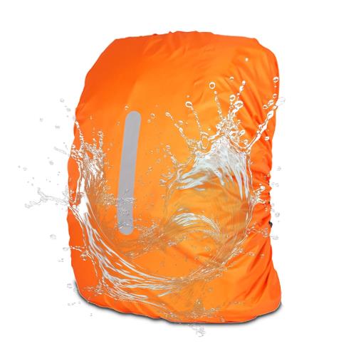 リュックカバー 防水 レインカバー 雨よけ ザックカバー 高耐久性 高輝度反射マーク 超軽量 防水カバー 通勤 通学 梅雨対策 (オレンジ, S (30-40L))