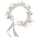 YFFSFDC 髪飾り 花 カチューシャ パール 花飾り リボン 花冠 ヘアアクセサリー 入学式 卒業式 結婚式 髪飾り 披露宴 和装 写真撮影 プレゼント 女の子 (ホワイト)