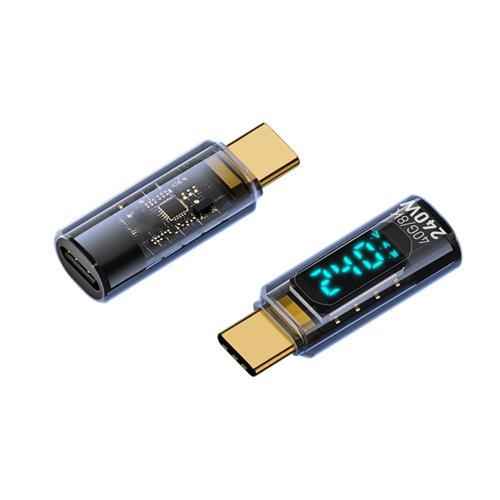 YFFSFDC USB4.0 Type C 変換アダプタ LEDワットスクリーン表示2個セット PD対応 240W急速充電 8K@60Hz映像出力 オス-メス スマートチップ搭載 40Gbps高速データ転送 O