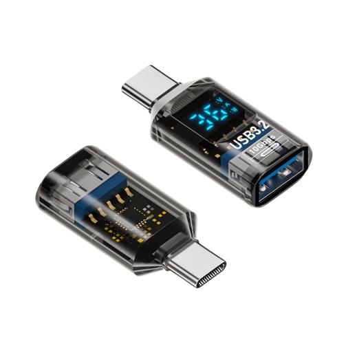 YFFSFDC USB 3.0 アダプタ 2個セット LEDワットスクリーン表示 (Type C オス - USB A 3.2 メス) 36W急速充電 最大10Gbps高速データ転送 OTG対応 MacBook/Chromebook Pixel/iPad Pro/Xperia/Galaxy/Nexus 6P/Nexus 5X その他 USB-C 多機種対応 ライトブラック