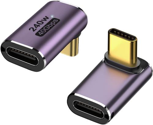 YFFSFDC USB4.0 C 変換アダプター 2個セット 上下90°ミドルベント L字 L型タイプc40Gbps高速データ転送240W/5A急速充電 8K@60Hz映像出力Thunderbolt 3/Mac Book Pro/Nintendo Switch/Nexus 6P 5X/Samsung Galaxy S8/LG G5 V20などのType Cデバイスに対応