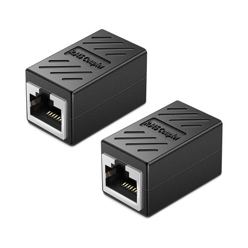 LANケーブル 延長コネクタ Cat6 Cat5 RJ45 干渉防止 金属シールド 中継コネクタ LAN延長 メス-メス イーサネット延長 ギガビット対応 8P8C 2個入り