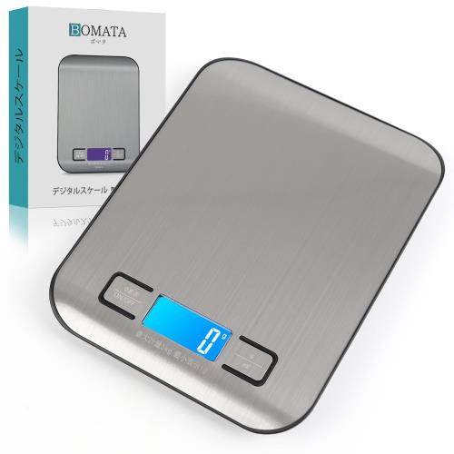 BOMATA はかり デジタル 1g単位 5kg 地域設定機能付き コンパクト 薄い 風袋引 mlモード付き テンレス..