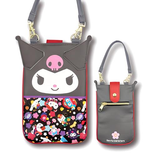 畑山商事 サンリオ 立体 おでかけ 2WAY ポシェット スマホ ポーチ 和柄 クロミ サイズ：約H18.5×W12cm ..