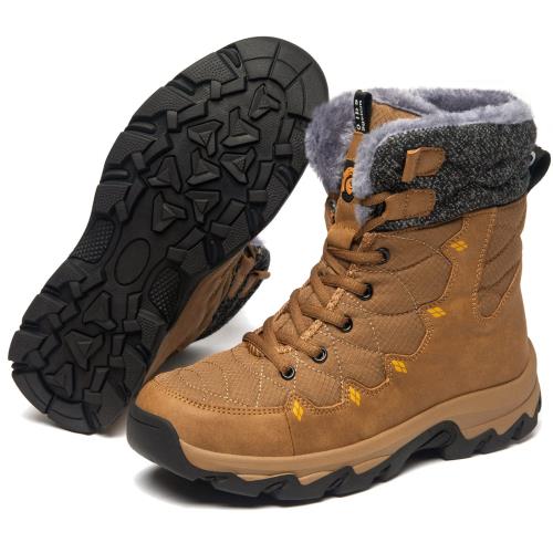 [NEARDREAM] スノーブーツ メンズ スノーシューズ 防寒 雪 冬用 トレッキングシューズ 登山 靴 ボア 裏起毛 ハイカット アウトドア 防滑 軽量 厚底 暖かい イエロー 23.0