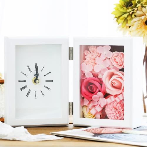 WEISHY 母の日のプレゼント ソープフラワー 時計 誕生日プレゼント 女性 造花 ギフト結婚祝い 卒業祝い 枯れない花 置き時計 還暦祝い 退職祝い 古希祝...