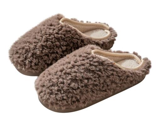 [Euyqs] ルームシューズ 暖かい スリッパ 冬 あったかスリッパ 室内 男女兼用 もこもこ 軽量 洗える (ブラウン, measurement_26_point_0_centimeters)